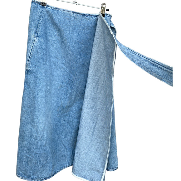 New Citizens of Humanity Donna Women's Blue A-Line Midi Wrap Denim Skirt Size S - Picture 5 of 7